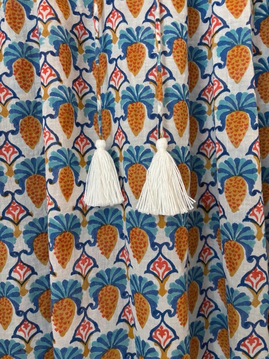 Roller Rabbit Serafina Block Print Fringe Tunic Top Small Swim Resortwear Summer - Picture 4 of 9